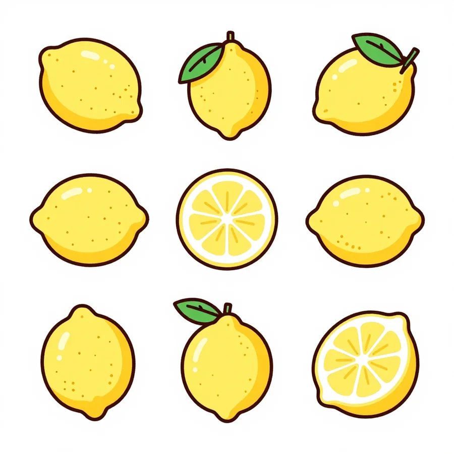A sheet of lemon illustrations